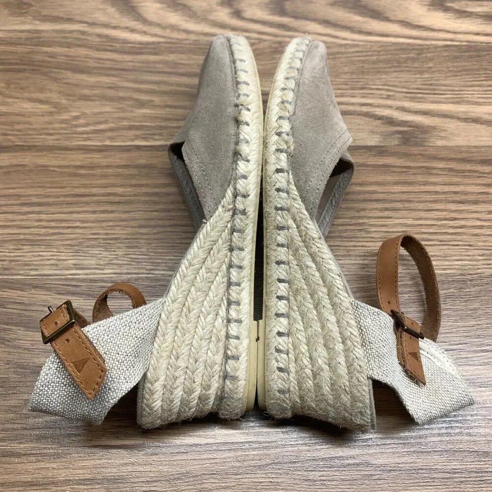Verbenas‎ Womens Wedge Sandals Size 7.5 Beige Espadrille Ankle Strap